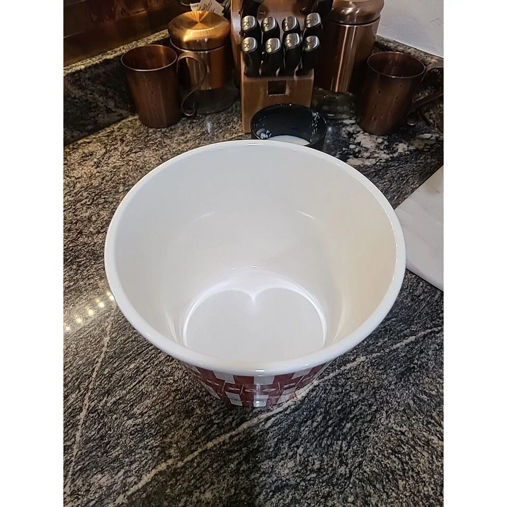 Vintage Style Williams-Sonoma Large Popcorn Bucket -White/Red Stripes 9x7